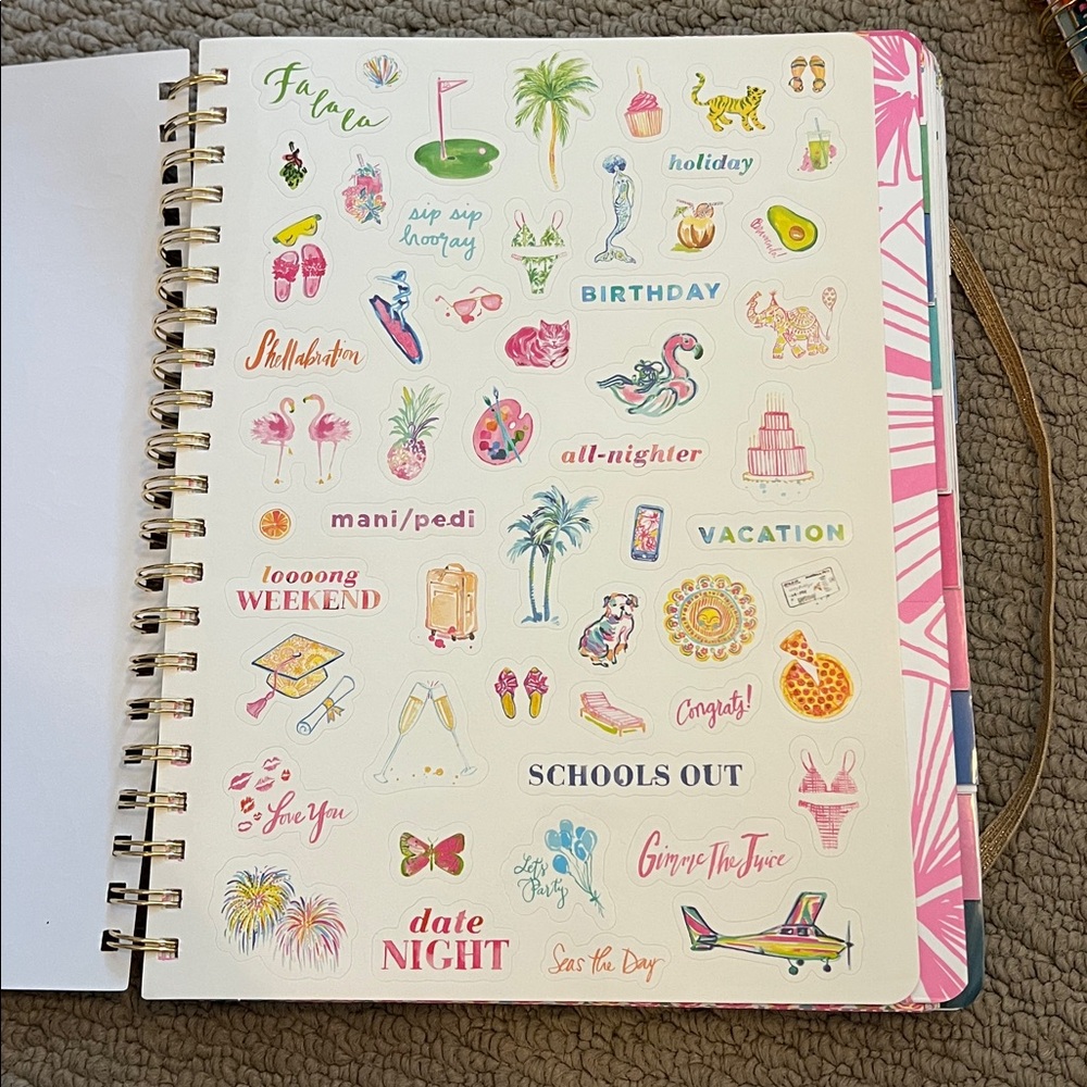 Sticker Sheet Spiral Notebook - Tropical Pastel Icons